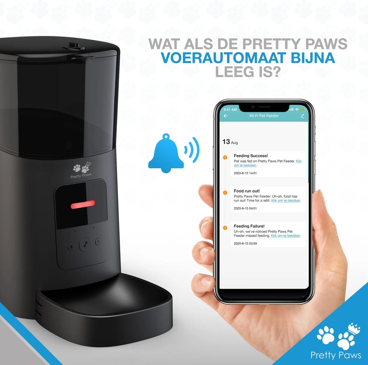 Pretty Paws PP005 Wifi Voerautomaat Zwart - Automatische Voerbak - Slimme Voerautomaat Met App - Instelbaar Voedingsschema - WIFI - Afbeelding 6