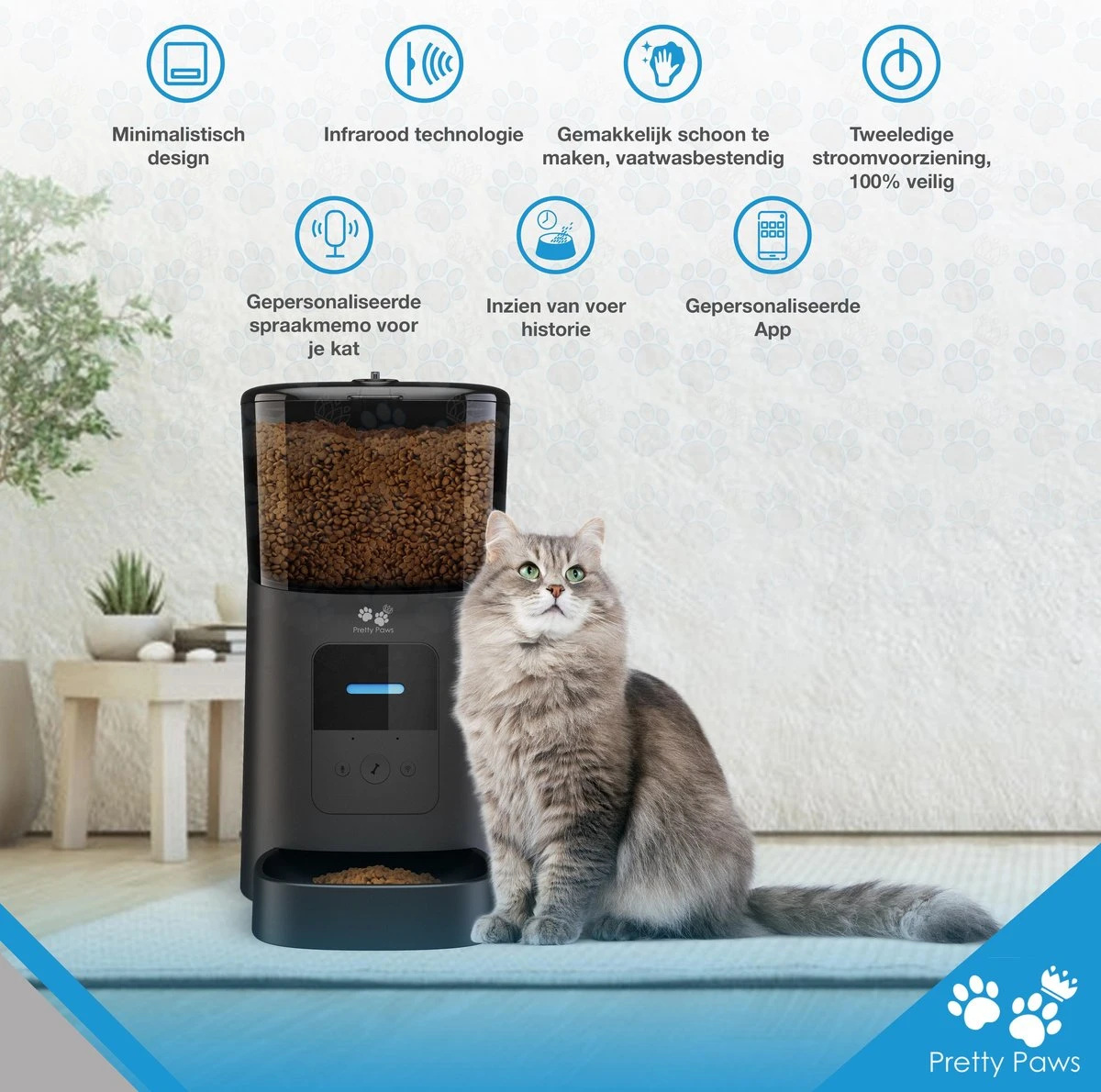 Pretty Paws PP005 Wifi Voerautomaat Zwart - Automatische Voerbak - Slimme Voerautomaat Met App - Instelbaar Voedingsschema - WIFI - Afbeelding 7