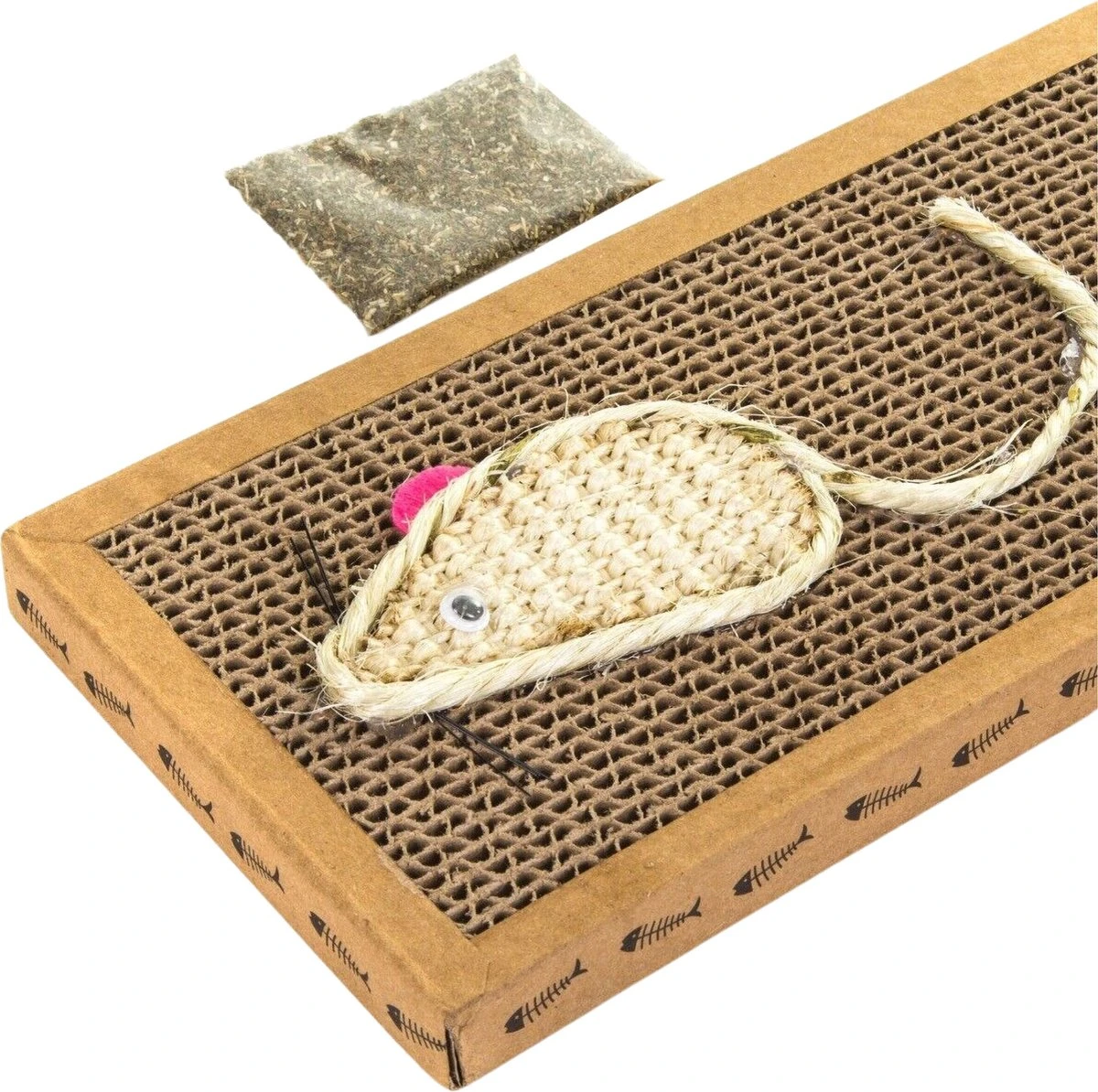 Krabmat Voor Katten - Krabplank- Incl. Kattenkruid - Karton - 38x12,5x1,8 Cm - Afbeelding 2