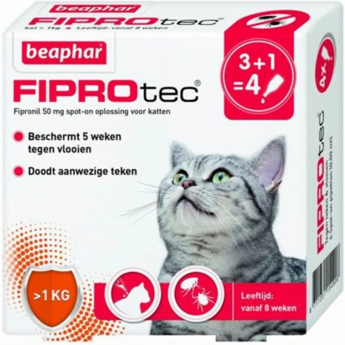 Beaphar Fiprotec Kat - Vlooienbestrijding - >1 Kg - 4 Pipetten - Afbeelding 4