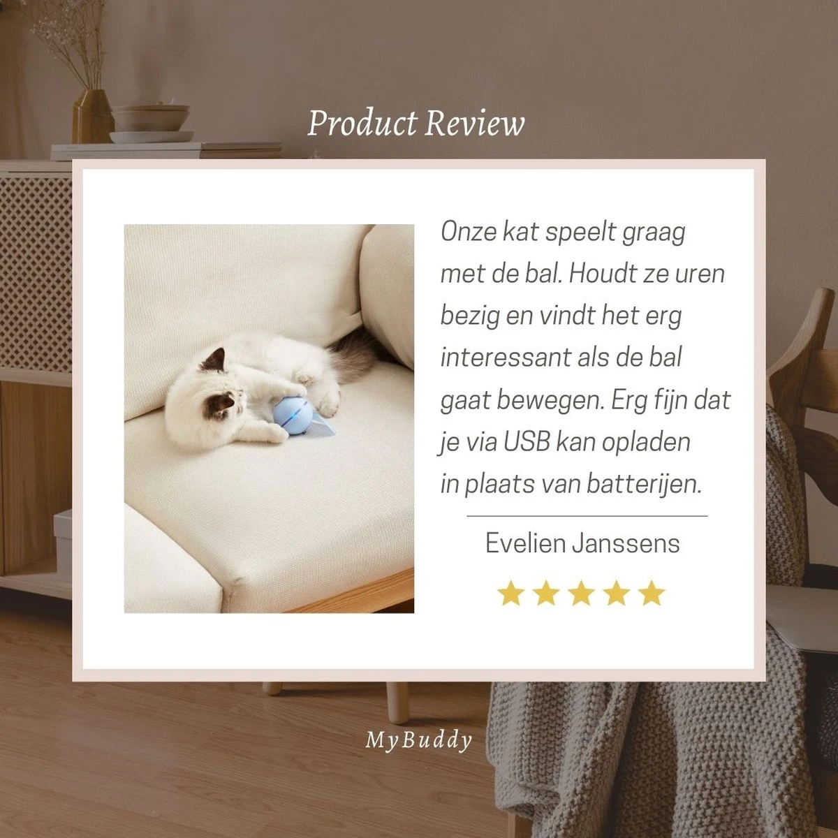 MyBuddy - Interactieve Zelf Rollende Bal - Kattenspeeltjes - Kattenspeelgoed - Bal Voor Katten - LED Lights - Speelgoed - USB - Roze - Afbeelding 8