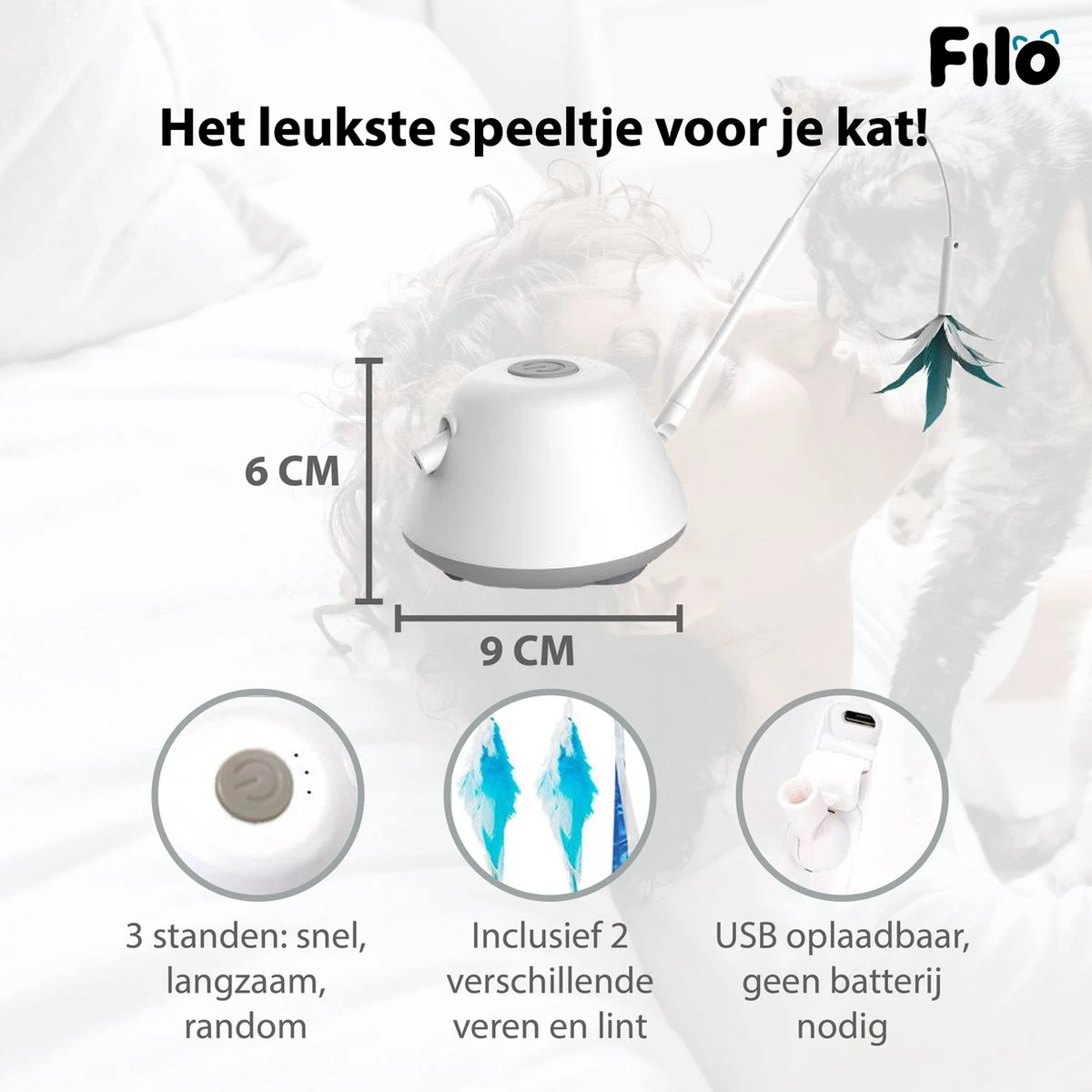 Filo Elektrisch Rijdend Kattenspeelgoed Met Laser - Rijdend Kattenspeeltje - Automatisch Interactief Speelgoed Katten - Kattencadeaus - Elektronisch Speelgoed Kittens - Kat - Kitten - Laserspeelgoed - Kado - Afbeelding 2