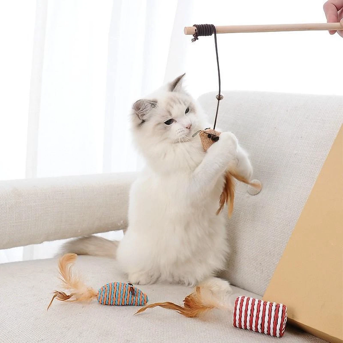 GIZMO Luxe Kattenspeeltjes Set - 7 Speeltjes - Interactieve Kattenhengel, Kattenspeelgoed & Speelmuisjes - Kitten Speeltjes - Afbeelding 10