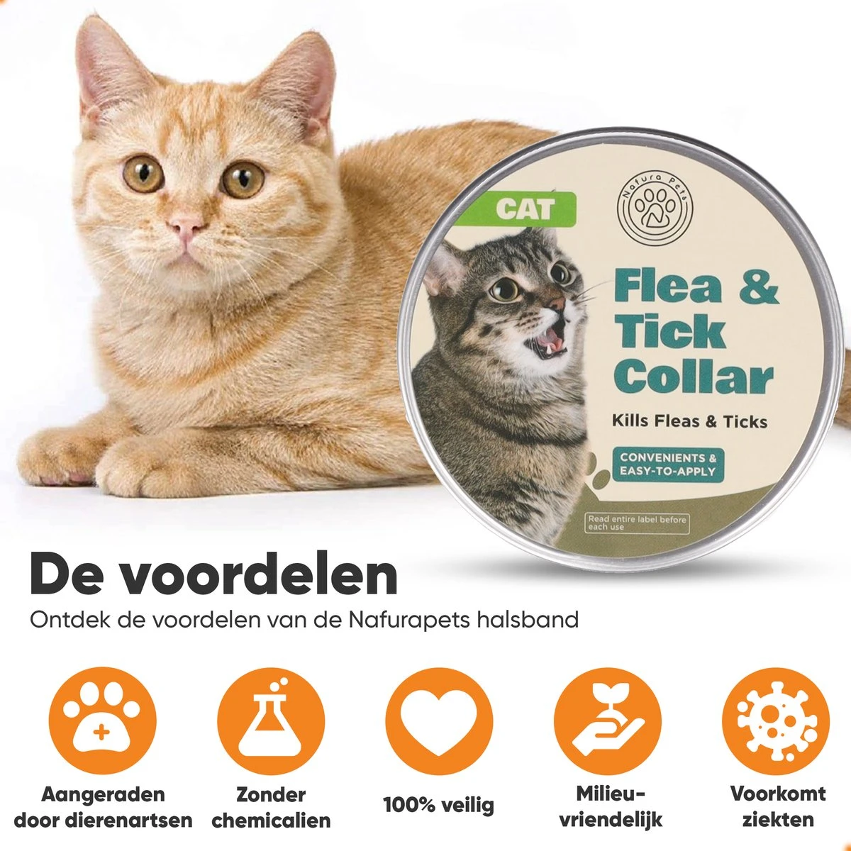 Nafurapets Vlooienband Voor Kat – Anti Vlooien – Teken Band – 100% Natuurlijk – 8 Maanden Bescherming – Grote & Kleine Kat - Afbeelding 6