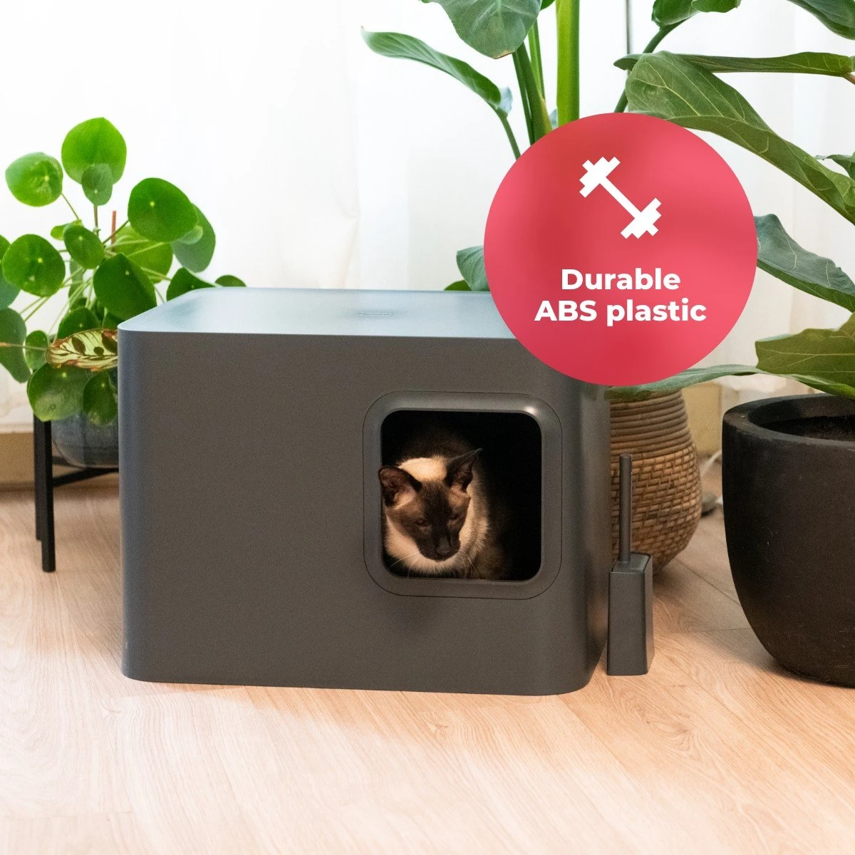 Hoopo® Dome Kattenbak Grijs - Kattenbak - Kattenbakschep - Kattenbakmat - Afbeelding 5