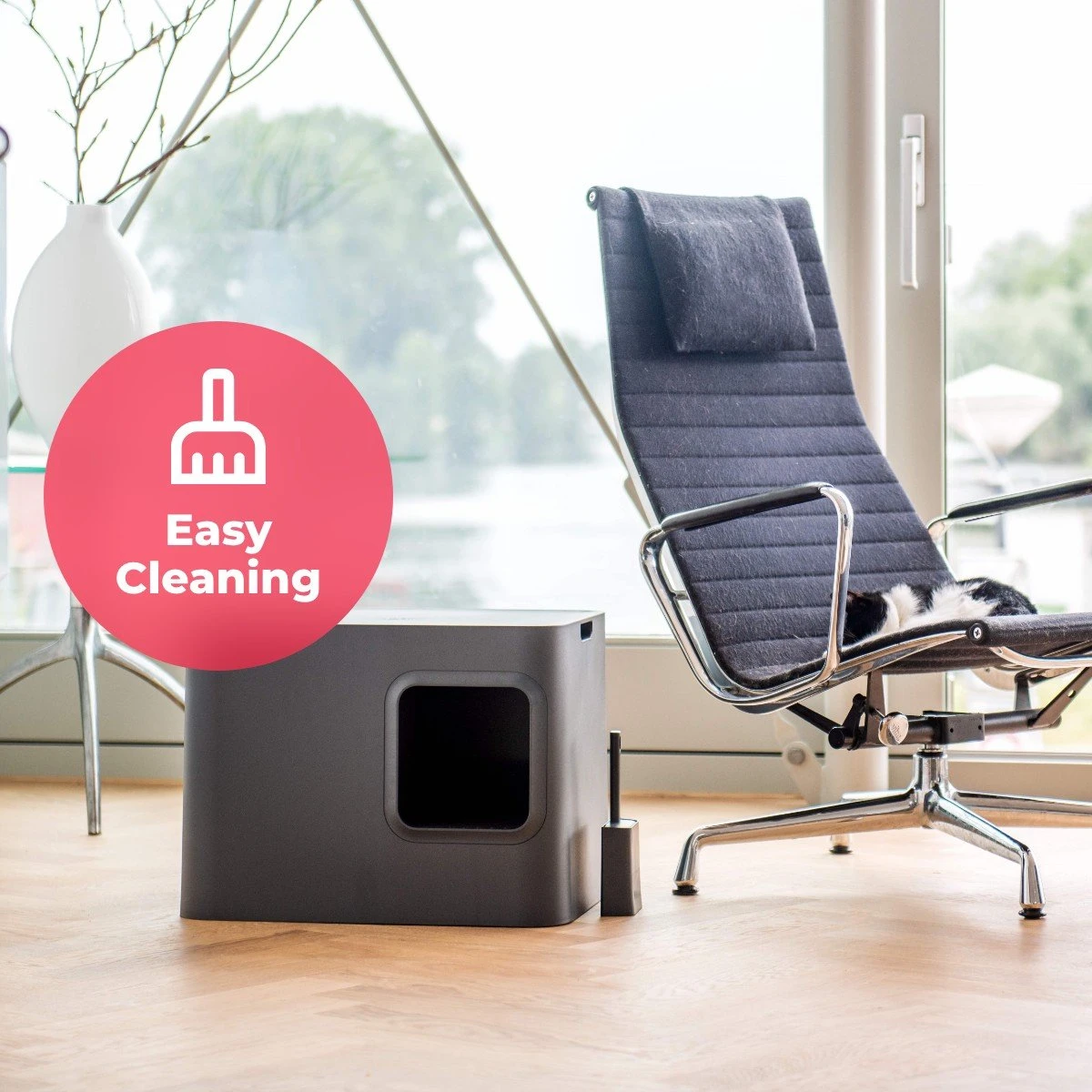 Hoopo® Dome Kattenbak Grijs - Kattenbak - Kattenbakschep - Kattenbakmat - Afbeelding 6