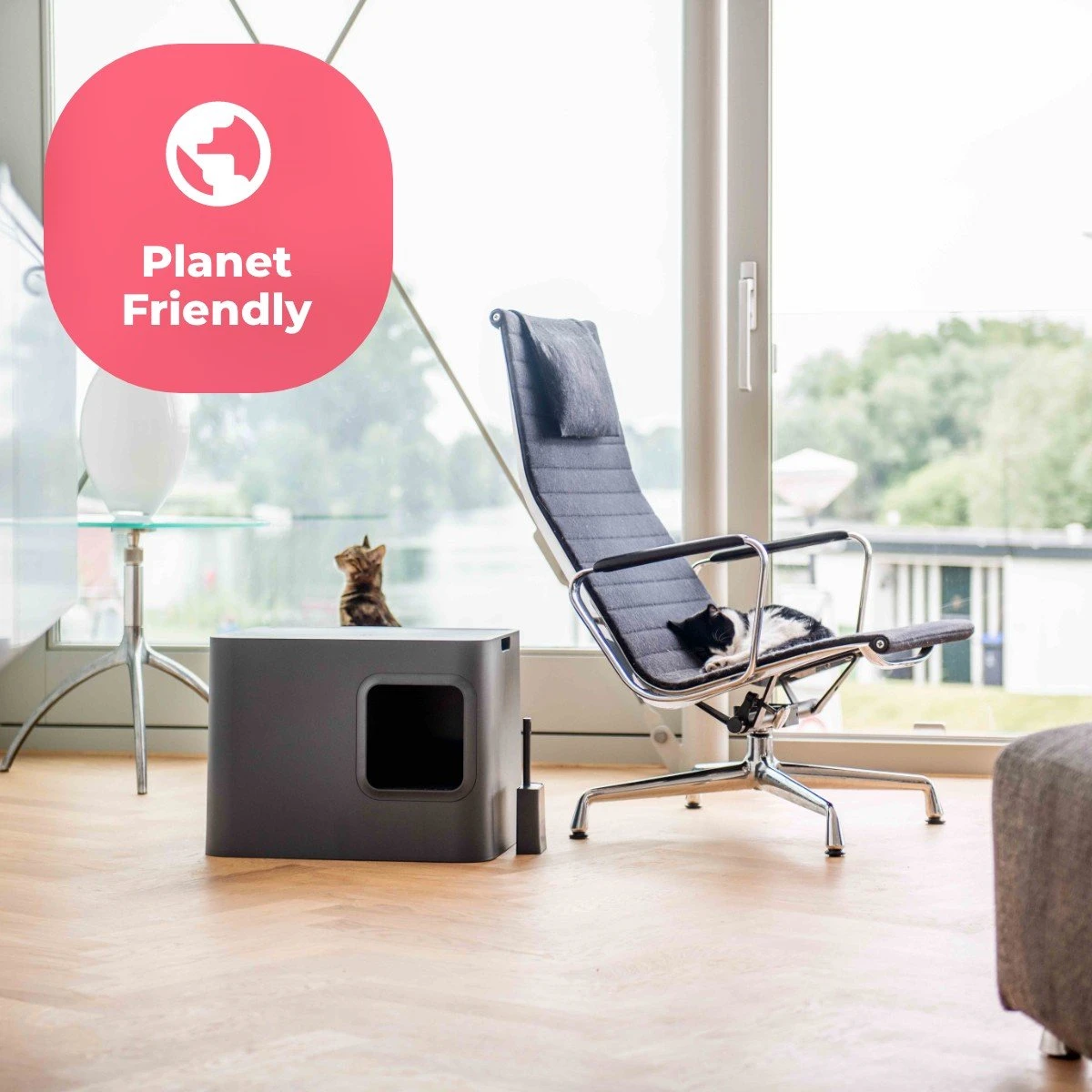 Hoopo® Dome Kattenbak Grijs - Kattenbak - Kattenbakschep - Kattenbakmat - Afbeelding 7