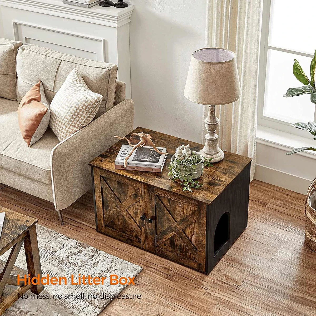 Hoppa! Kattenbak, Kattenhuis, Met Deuren, Vintage Bruin-zwart - Afbeelding 3