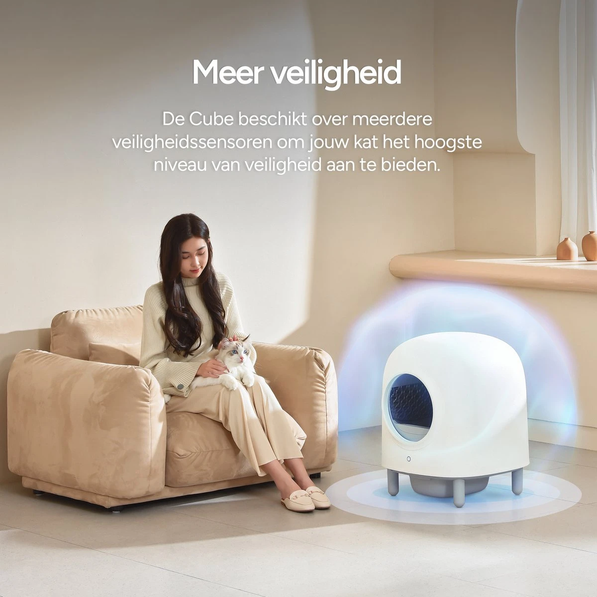 Petree Cube - Zelfreinigende Kattenbak - Automatisch - Bedienen Via De App - Katten - Anti-geur - 60 X 52 X 64 Cm - Afbeelding 3