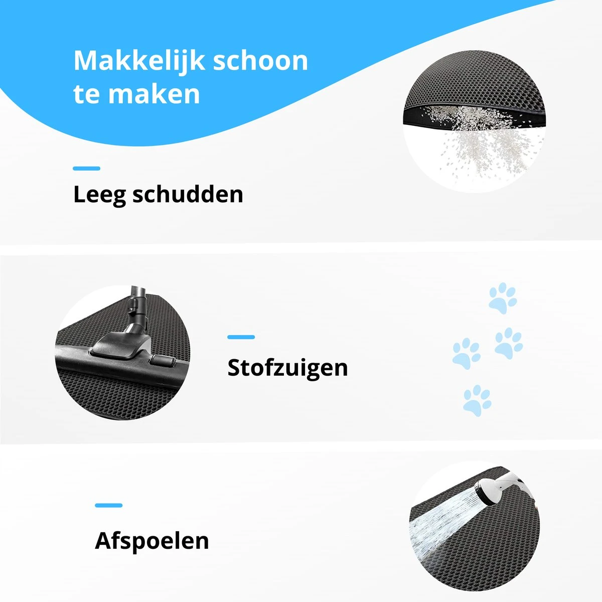 Tenify Kattenbakmat + Extra Kattenbak Schepje - 40 X 50 Cm - Waterdicht - Dubbele Laag - Honingraatstructuur - Uitloopmat - Mat - Afbeelding 5