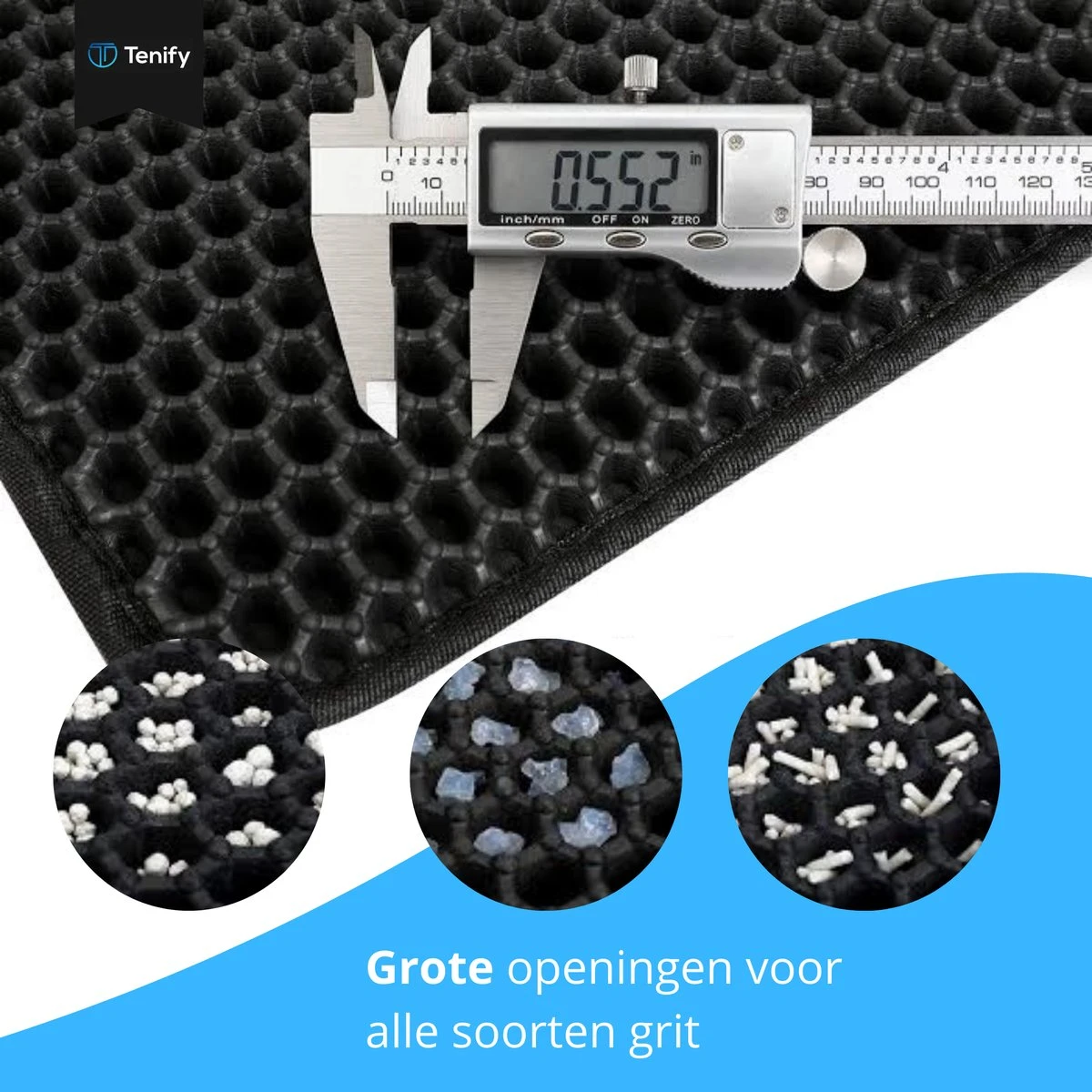 Tenify Kattenbakmat + Extra Kattenbak Schepje - 40 X 50 Cm - Waterdicht - Dubbele Laag - Honingraatstructuur - Uitloopmat - Mat - Afbeelding 9