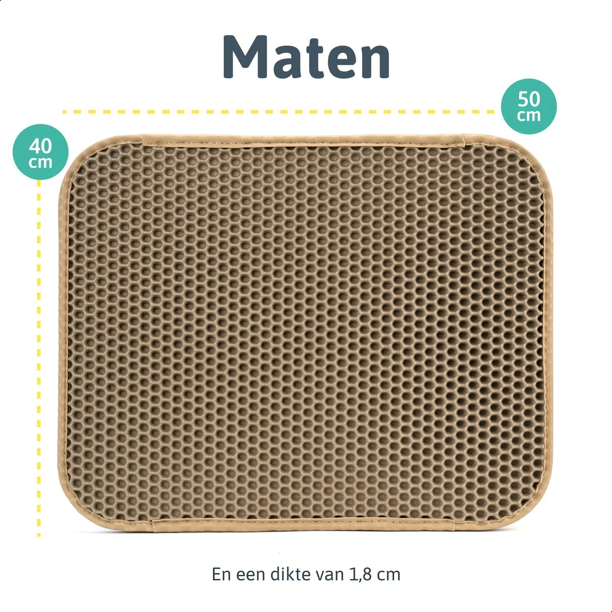 Kattenbakmat - 40 X 50 Cm - Creamy White - Uitloopmat Kat - Kattenbakvulling - Opvang Ruimte - Grit Opvanger - Waterdicht - Beige - Eco-friendly - Incl. Speeltje - Afbeelding 2