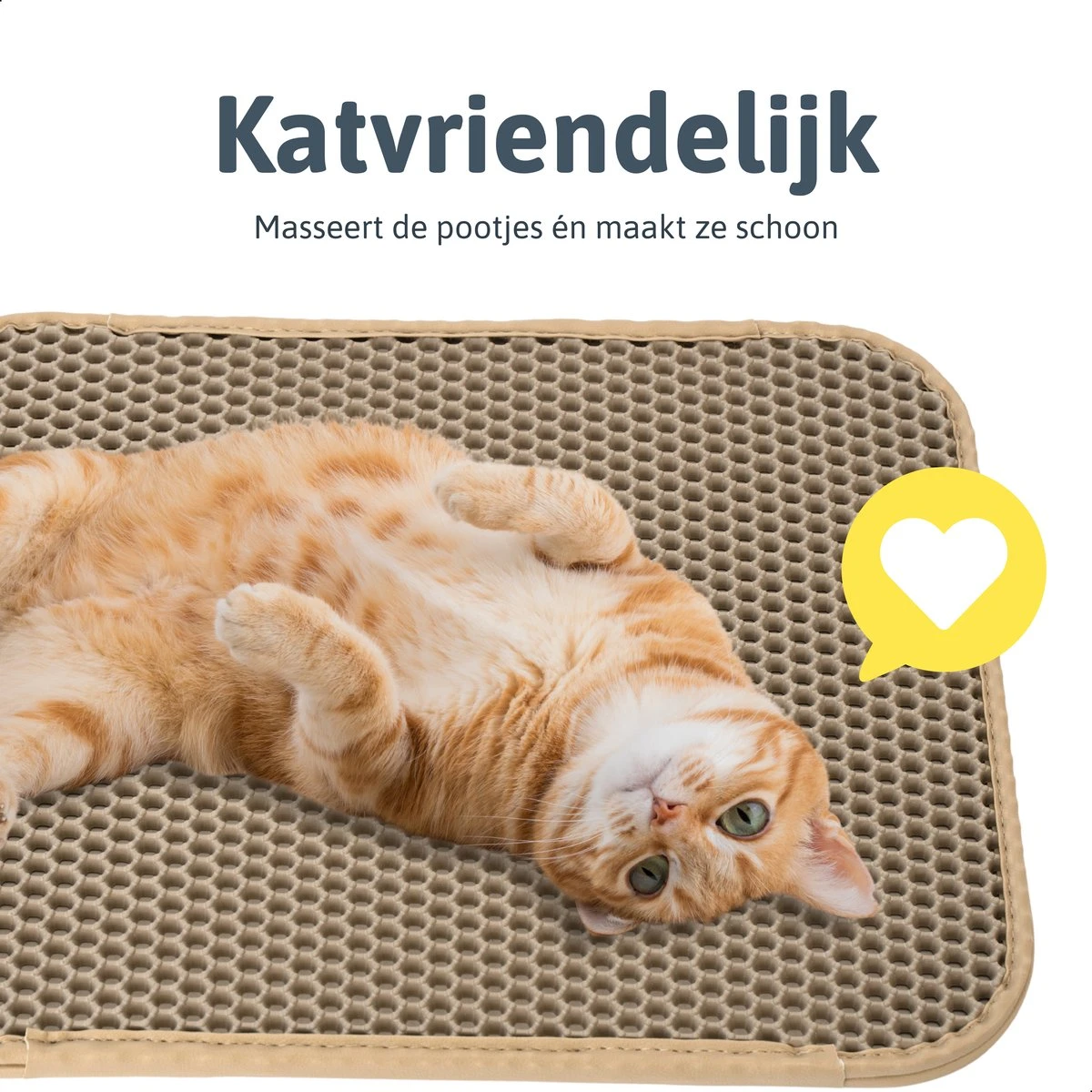 Kattenbakmat - 40 X 50 Cm - Creamy White - Uitloopmat Kat - Kattenbakvulling - Opvang Ruimte - Grit Opvanger - Waterdicht - Beige - Eco-friendly - Incl. Speeltje - Afbeelding 6