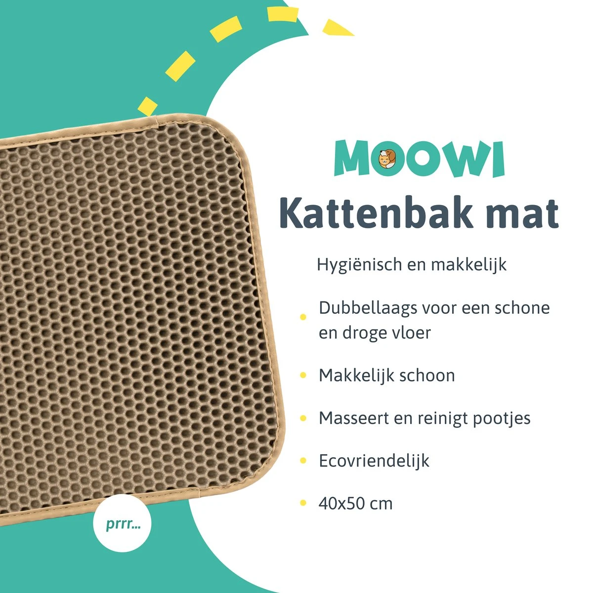 Kattenbakmat - 40 X 50 Cm - Creamy White - Uitloopmat Kat - Kattenbakvulling - Opvang Ruimte - Grit Opvanger - Waterdicht - Beige - Eco-friendly - Incl. Speeltje - Afbeelding 9