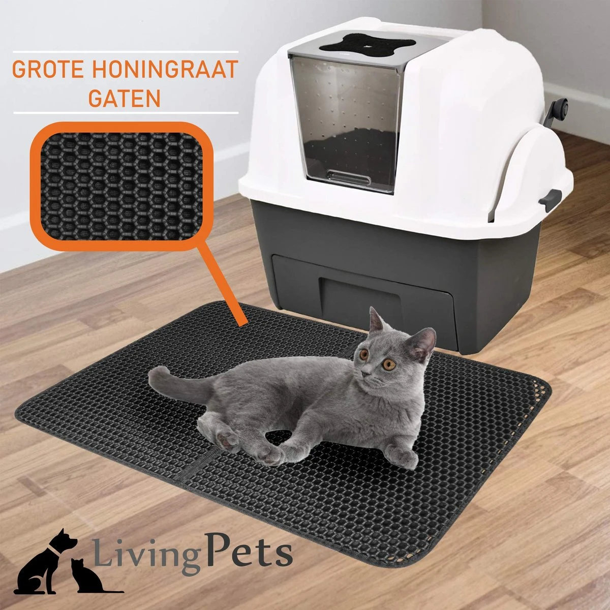 Lavida Home - Kattenbakmat - Grit Opvanger - 45 X 60 Cm - Dubbele Laag & Waterdicht - Katten Mat - Katten Mat Met Opvangruimte Voor Grit - Katten Mat - Kat Benodigdheden - Kitten - Gritmat Voor Poes - Grijs - Afbeelding 7