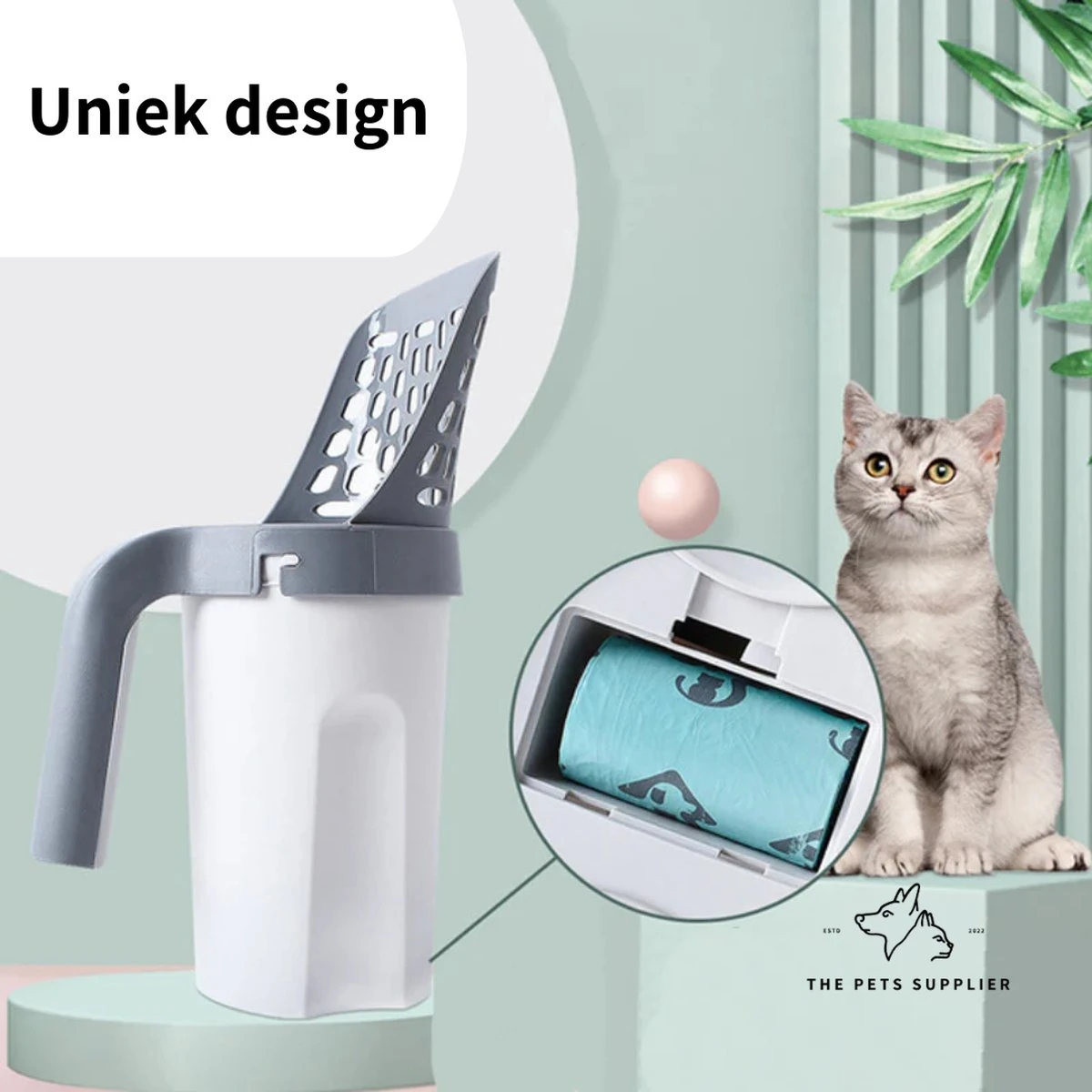 The Pets Supplier - Kattenbak Schep - Kattenbakschep Met Opvangbak - Kattenbak Grind - Kattenzakjes - Afbeelding 2