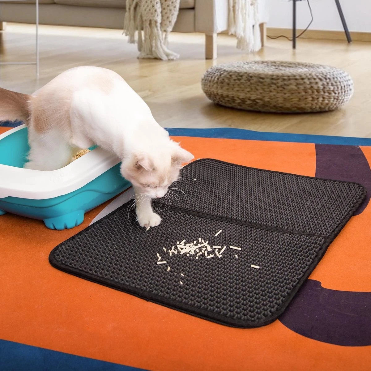 Nobleza Kattenbakmat - Kattenmat Met Filter - Kattenbak Accessoires - Grit Opvanger - 3 Lagen - Waterdicht - 60x45 Cm - Opvouwbaar - Zwart - Afbeelding 7