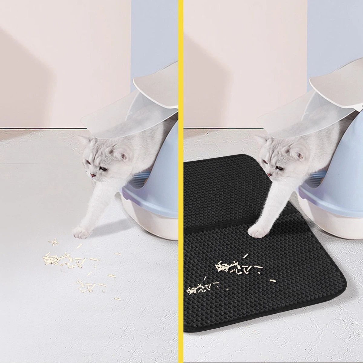 Nobleza Kattenbakmat - Kattenmat Met Filter - Kattenbak Accessoires - Grit Opvanger - 3 Lagen - Waterdicht - 60x45 Cm - Opvouwbaar - Zwart - Afbeelding 8