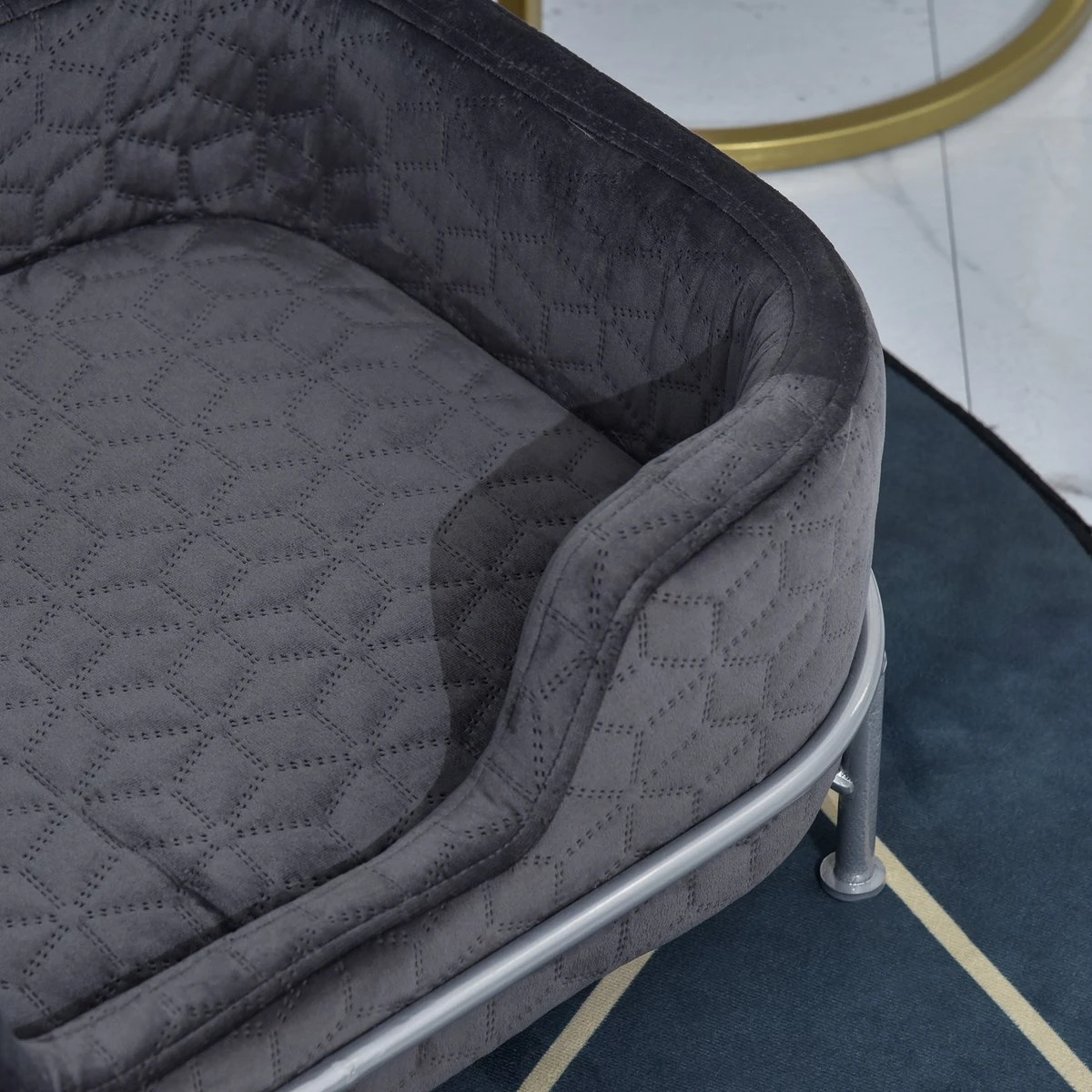 PawHut Hondenbank Met Rugleuning Huisdierenbank Met Metalen Poten Hondenbed Kattenbank D04-157 - Afbeelding 5