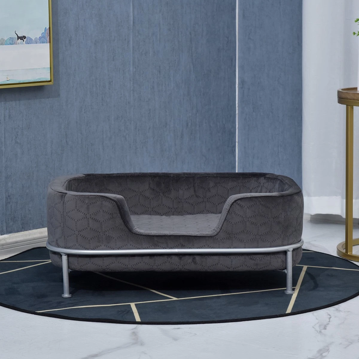 PawHut Hondenbank Met Rugleuning Huisdierenbank Met Metalen Poten Hondenbed Kattenbank D04-157 - Afbeelding 6