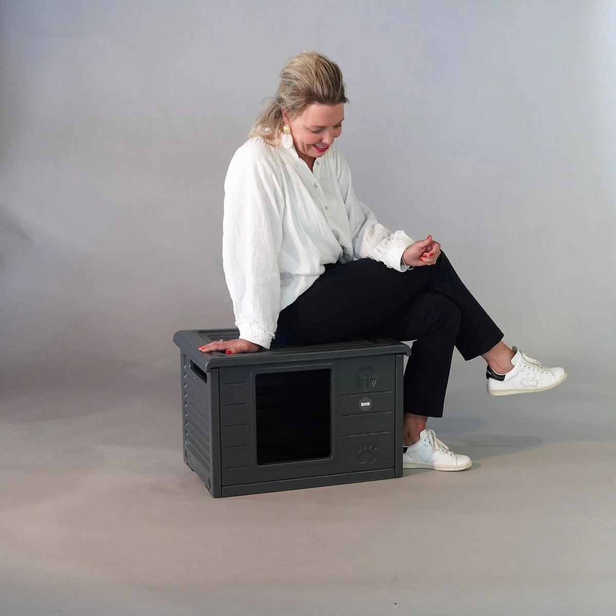 RHRQuality Kattenhuis Voor Binnen En Buiten Kattenhok Villa De Luxe Grijs - Afbeelding 4