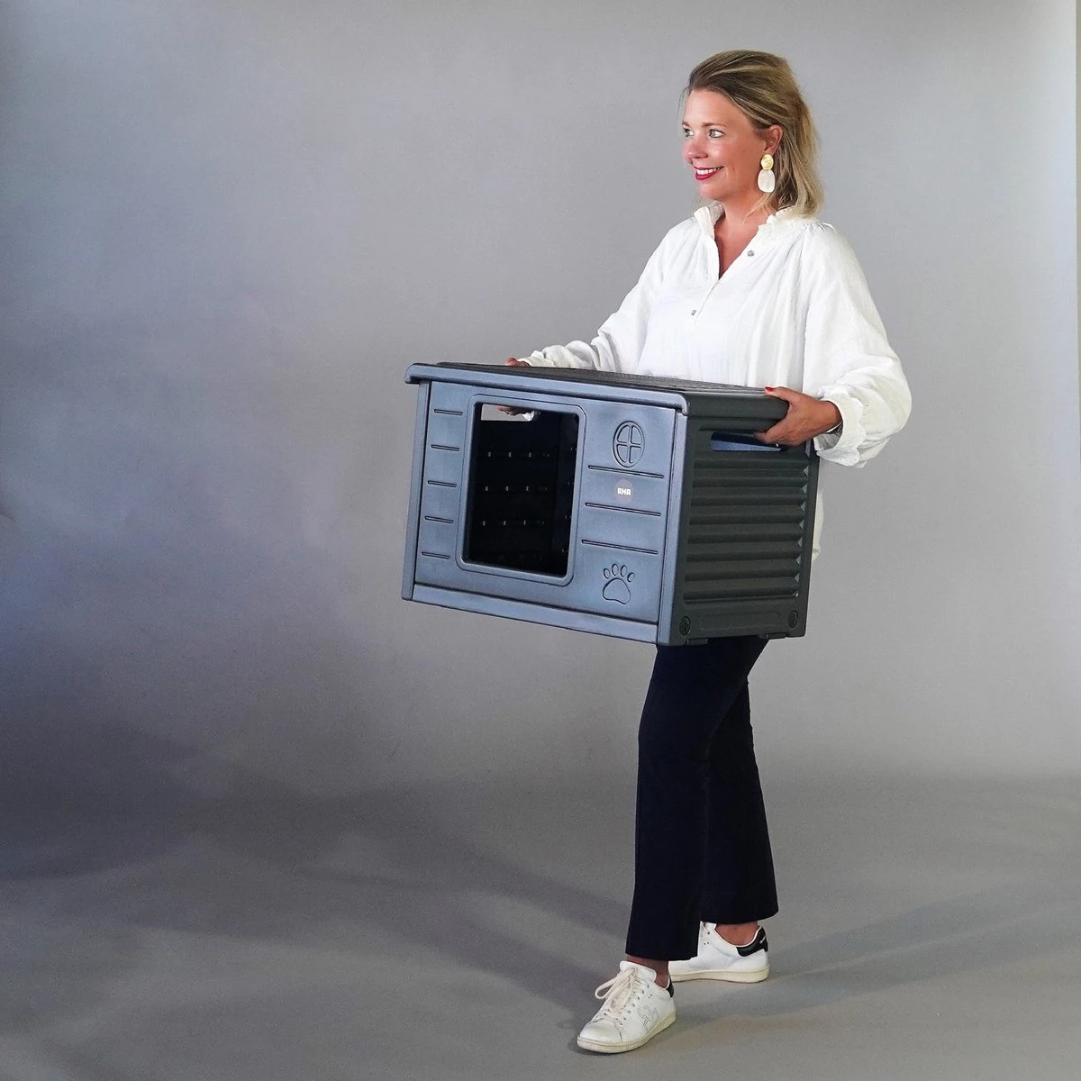 RHRQuality Kattenhuis Voor Binnen En Buiten Kattenhok Villa De Luxe Grijs - Afbeelding 8