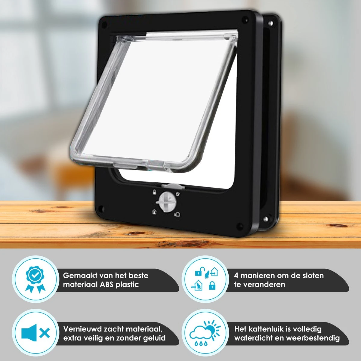 Gluxury Kattenluik Zwart Met Tunnel - 4 Vergrendelingsstanden - Weerbestendig - Binnen En Buiten - Maat L - Nederlandse Handleiding - Afbeelding 5