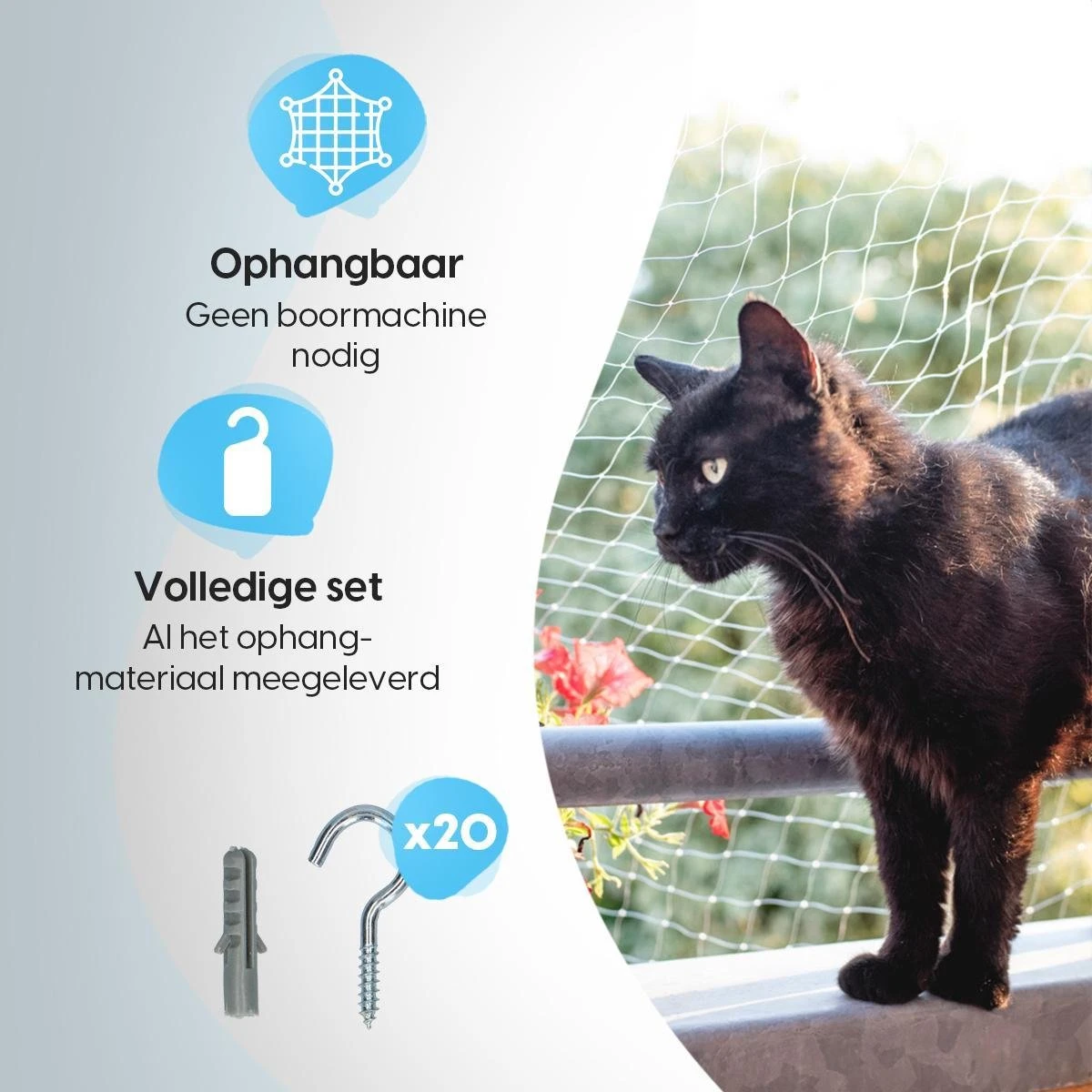 Kattennet - Balkon Net - Katten Gaas - Kattennet Balkon - Transparant - 8x3 M - Afbeelding 2