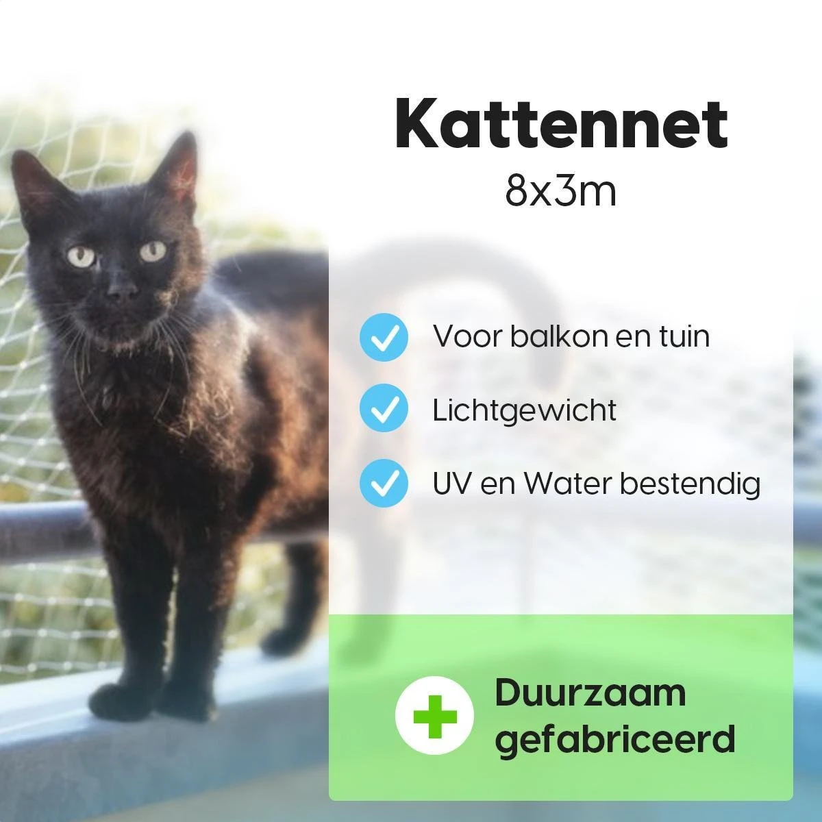 Kattennet - Balkon Net - Katten Gaas - Kattennet Balkon - Transparant - 8x3 M - Afbeelding 3