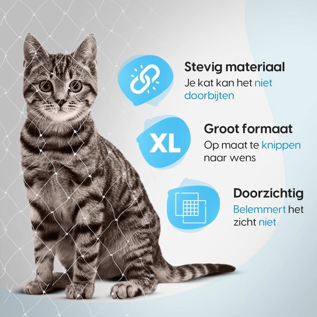 Kattennet - Balkon Net - Katten Gaas - Kattennet Balkon - Transparant - 8x3 M - Afbeelding 4