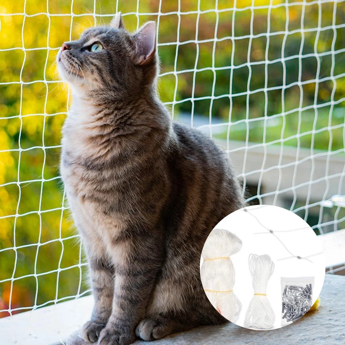 Kattennet Premium - 600 X 300 CM - Kattennet Voor Balkon - Transparant - Balkon Net - Makkelijk Te Monteren - Afbeelding 6