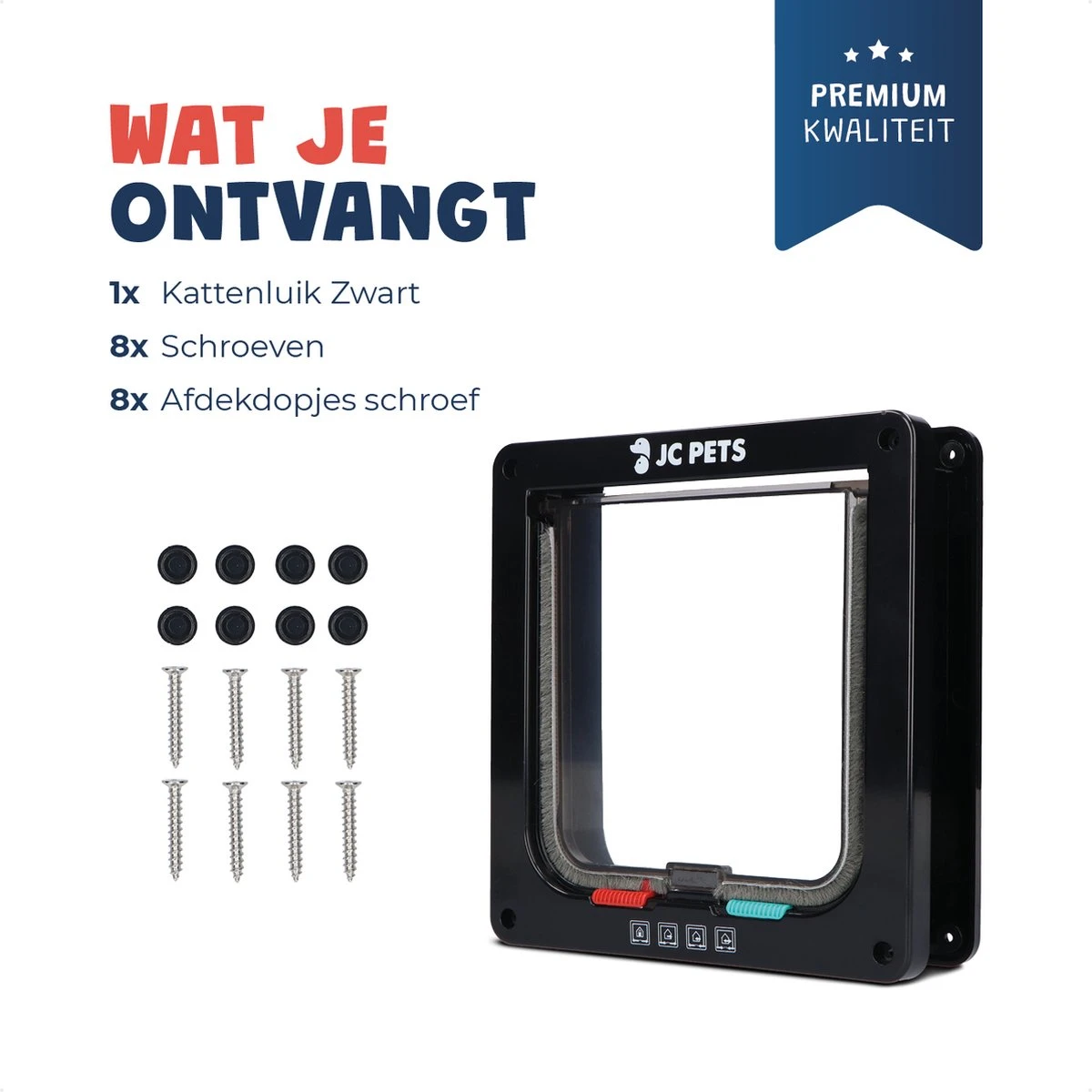 JC Pets Premium Kattenluik - Inclusief Tunnel - 4 Vergrendelingsstanden - Zwart - 20 X 19 X 5.5 Cm - Waterdicht - Afbeelding 2