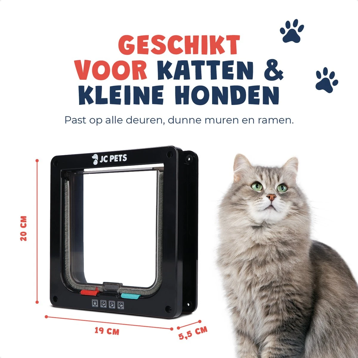 JC Pets Premium Kattenluik - Inclusief Tunnel - 4 Vergrendelingsstanden - Zwart - 20 X 19 X 5.5 Cm - Waterdicht - Afbeelding 4