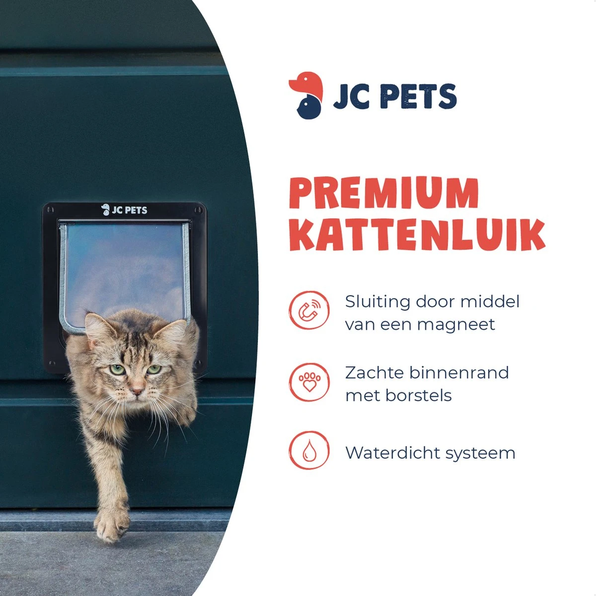 JC Pets Premium Kattenluik - Inclusief Tunnel - 4 Vergrendelingsstanden - Zwart - 20 X 19 X 5.5 Cm - Waterdicht - Afbeelding 7