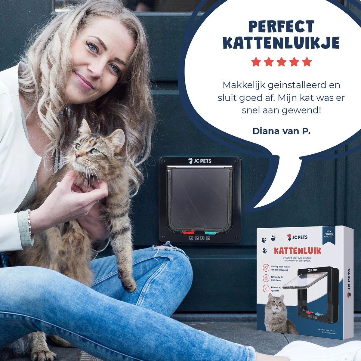 JC Pets Premium Kattenluik - Inclusief Tunnel - 4 Vergrendelingsstanden - Zwart - 20 X 19 X 5.5 Cm - Waterdicht - Afbeelding 10