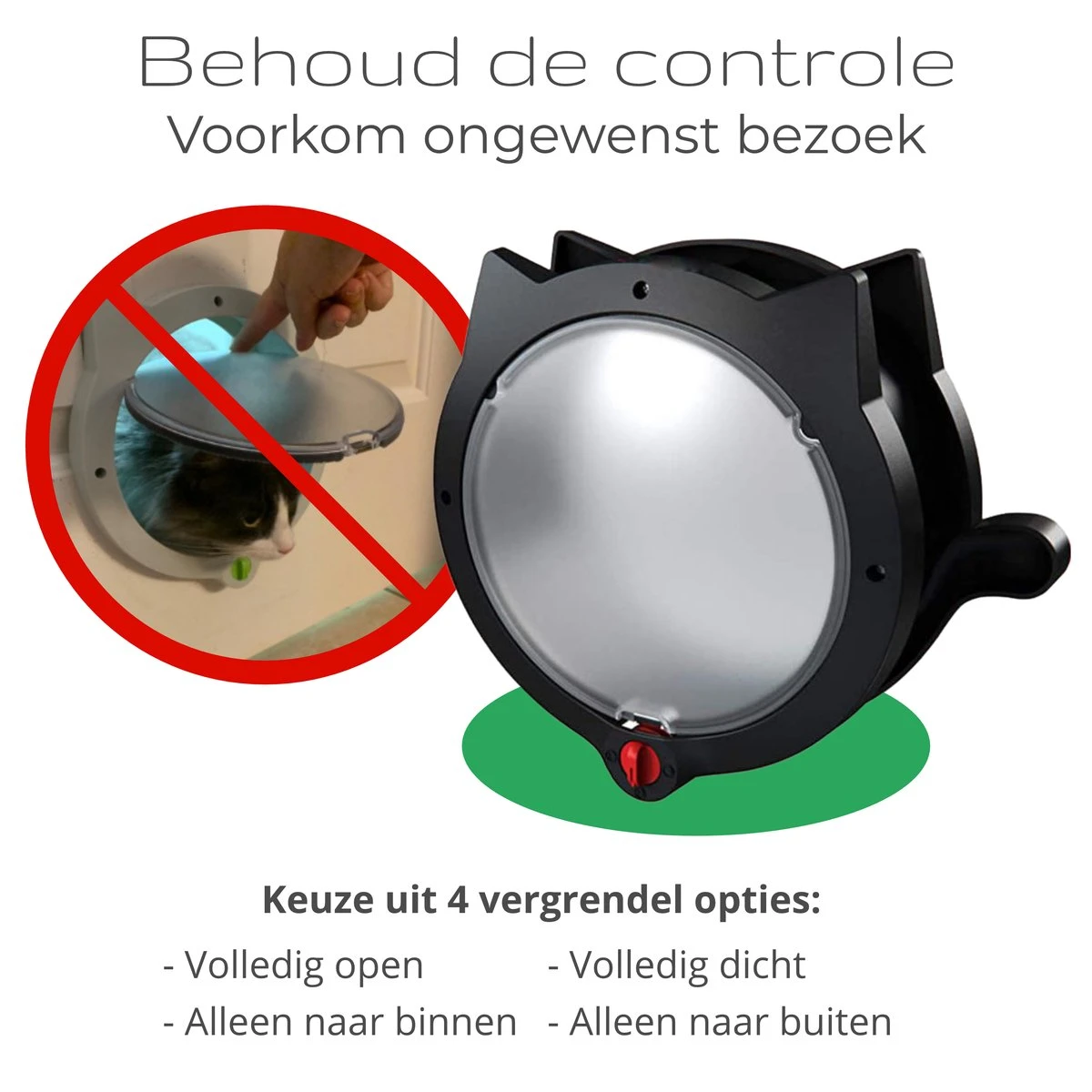 Cellavi XL Kattenluik Zwart Met Tunnel - Hondenluik - 4 Vergrendelingsstanden - 30,5 X 27,5 X 7,5 Cm - Afbeelding 2