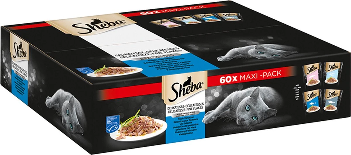 Sheba Natte Kattenvoeding Met Vis - 60 Stuks X 85g - 5100g