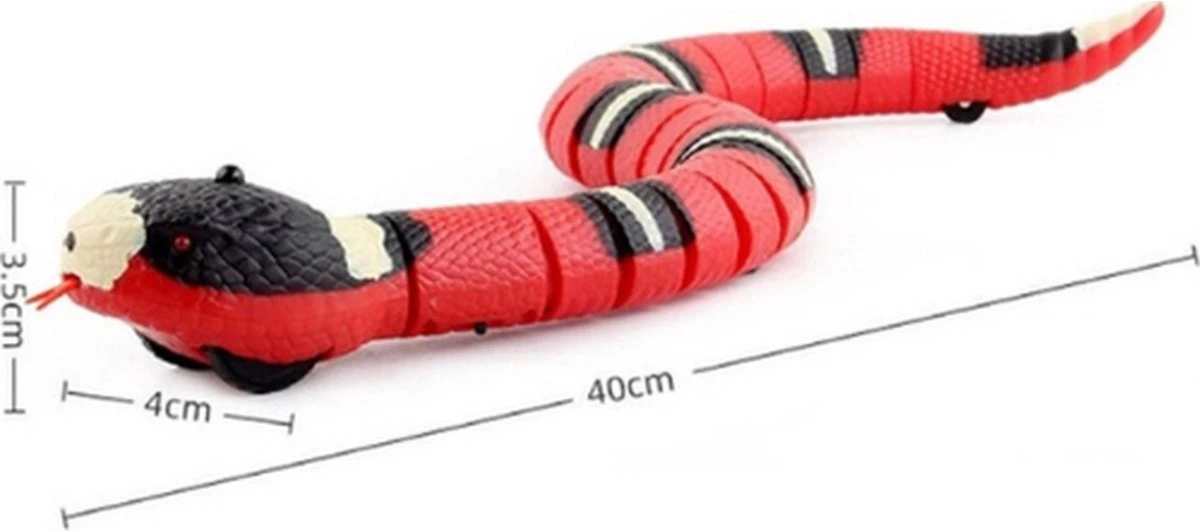 Merkloos Interactief Kattenspeeltje De Rode Slang - Kattenspeelgoed - Bewegend Speelgoed - USB Oplaadbaar - Rood - Afbeelding 2
