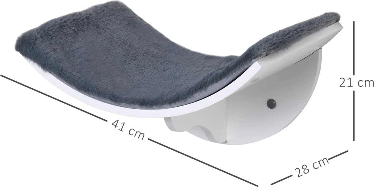 Merkloos Paws And Claws - Cat Shelf – Hangmat Kat – Kattenplank - Kattenbed - Wasbaar – Wandmontage – MDF - Wit - Afbeelding 8