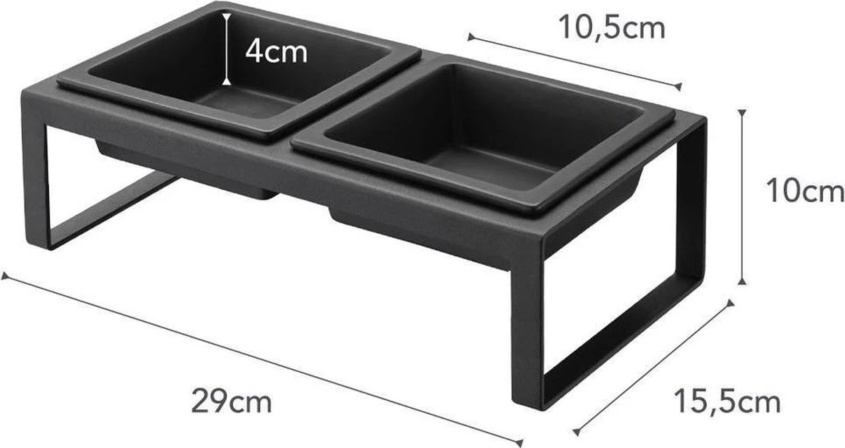 Yamazaki Eetbak - Voederbak Kat - Tweeledig - Zwart - Afbeelding 4