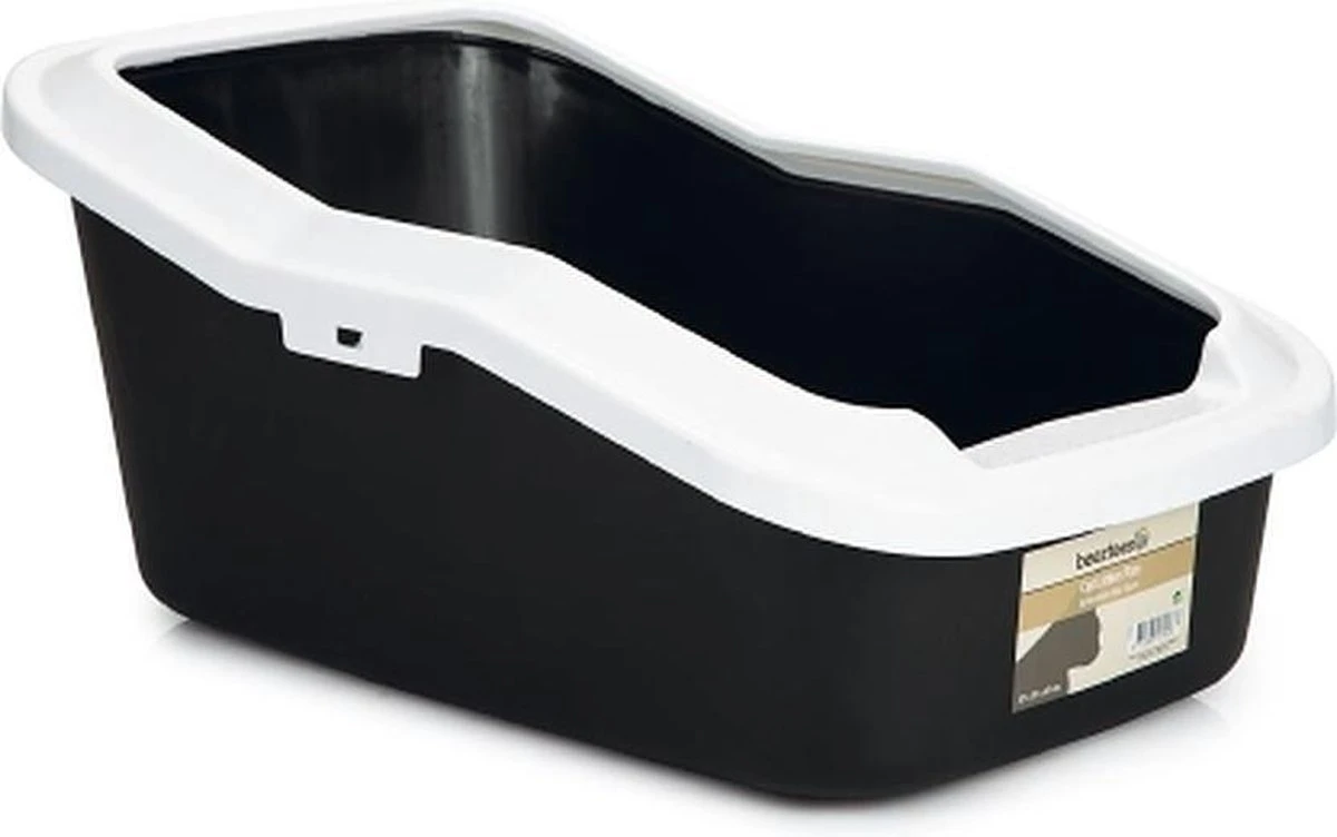 Beeztees Blitz Kattenbak Open Inclusief Rand. Zwart/Wit. 57 X 37 X 27 - Afbeelding 2