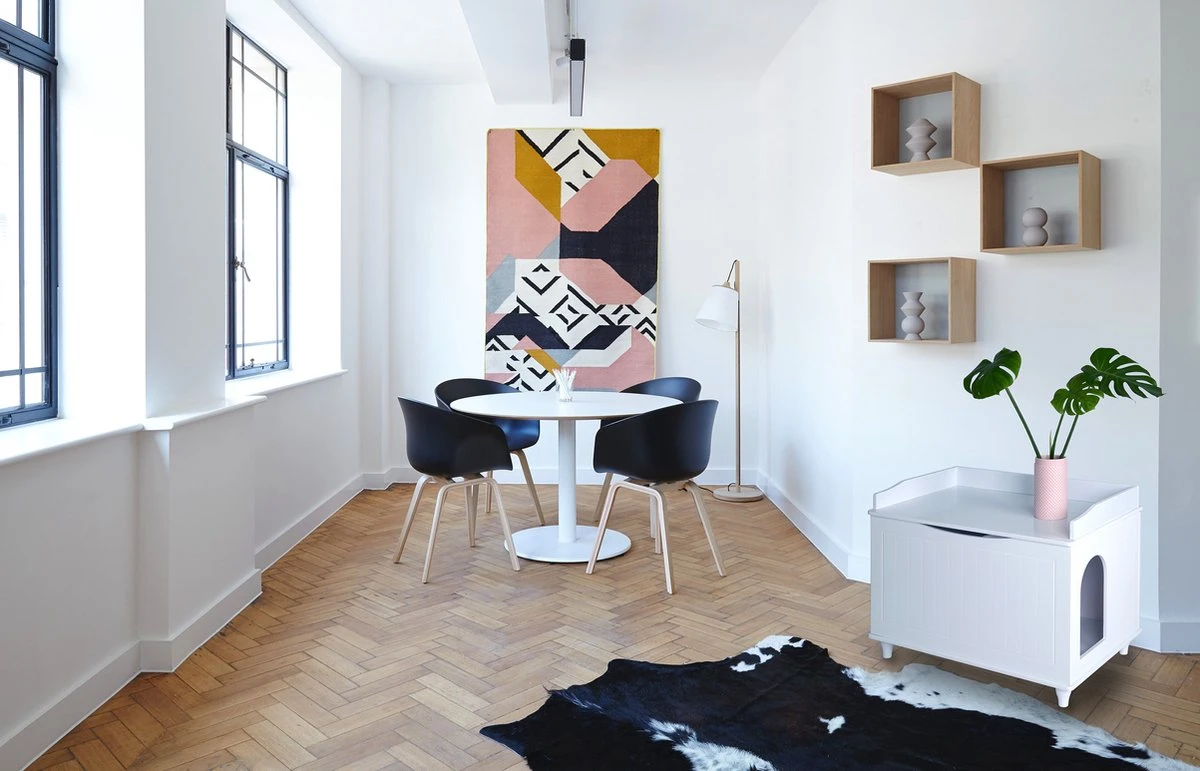 WONDERMAKE® Grote Kattenkast Houten Voor Kattenbak-box Kattentoilet, XL-kattenbak Dressoir Kastje, Designer Kattenhuis Met Kattenhol Kattenmand, Kasten Kast Voor Badkamer, 73,5 X 51,5 X 57 Cm, Wit - Afbeelding 5