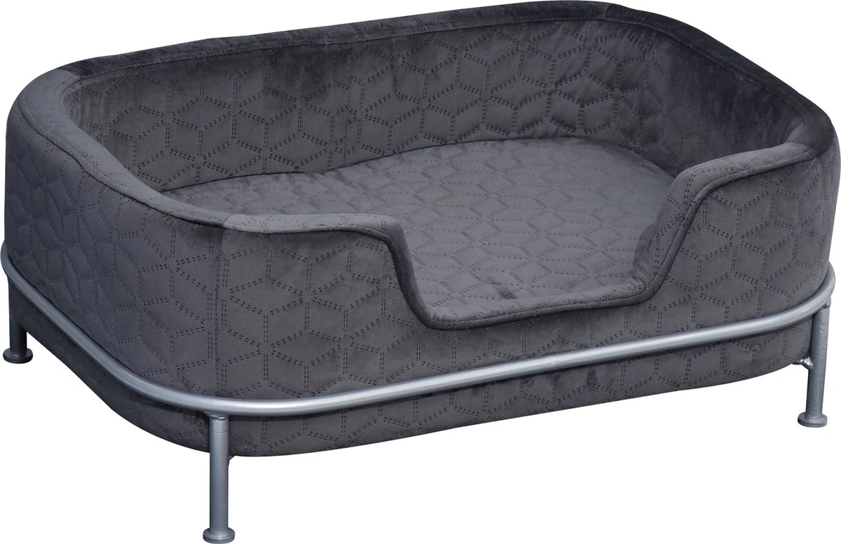 PawHut Hondenbank Met Rugleuning Huisdierenbank Met Metalen Poten Hondenbed Kattenbank D04-157