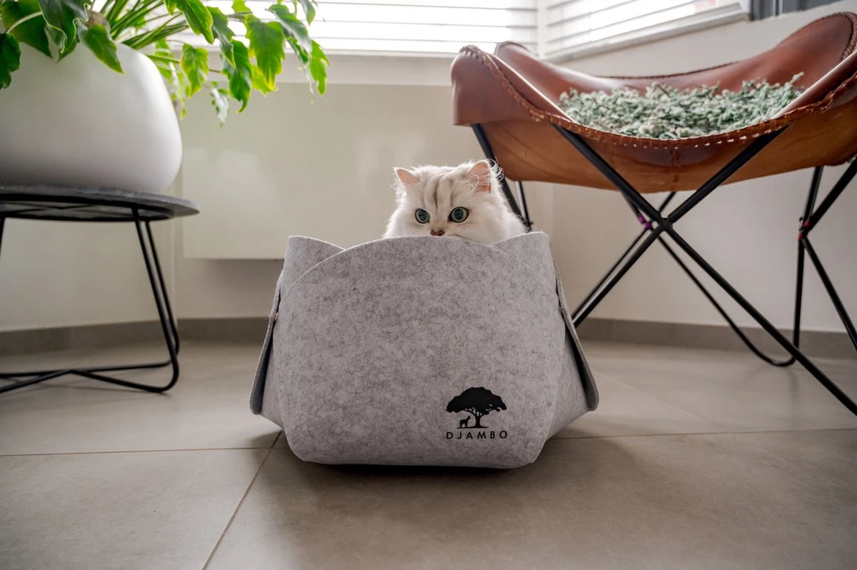 Djambo Grijs Kattenmand Vilt Met 1 Zacht Kussen - Elegant En Praktisch Kattenbed - Comfortabel En Origineel Design - Afbeelding 3