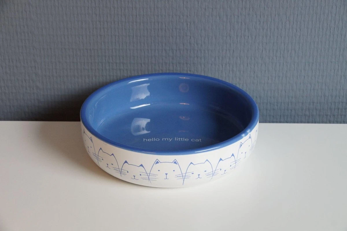 Trixie Voerbak / Drinkbak Kat Platte Neus Lichtblauw / Wit (300 ML 15 CM) - Afbeelding 2