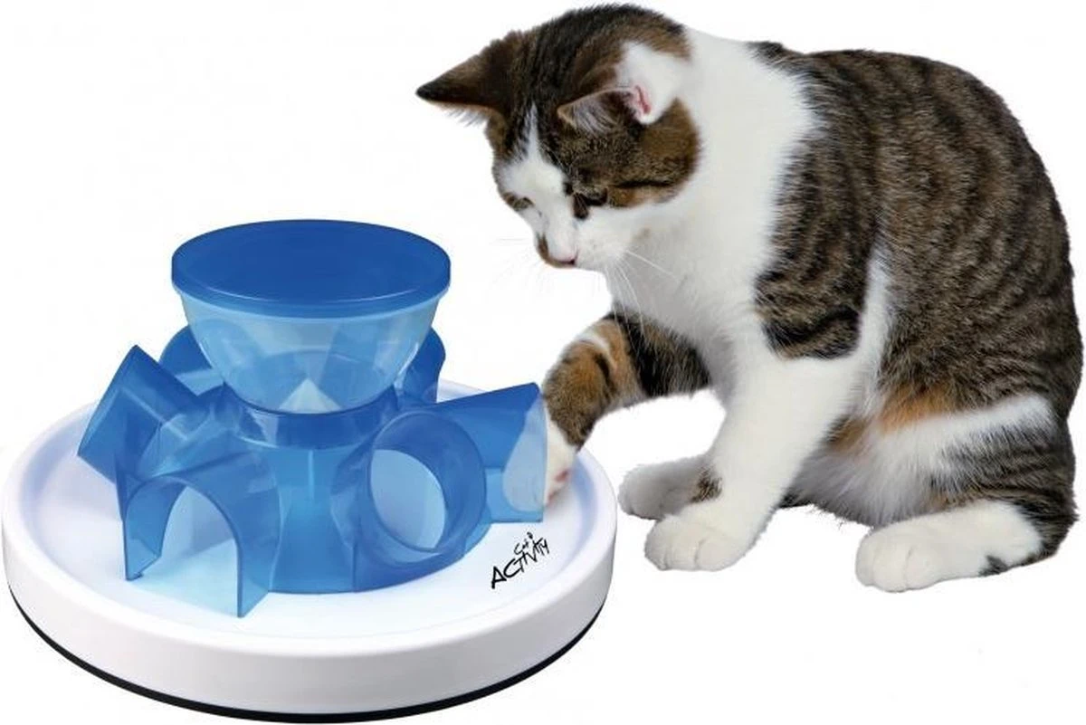TRIXIE Kattenspeelgoed Tunnel Feeder Strategiespel - Blauw - Afbeelding 2