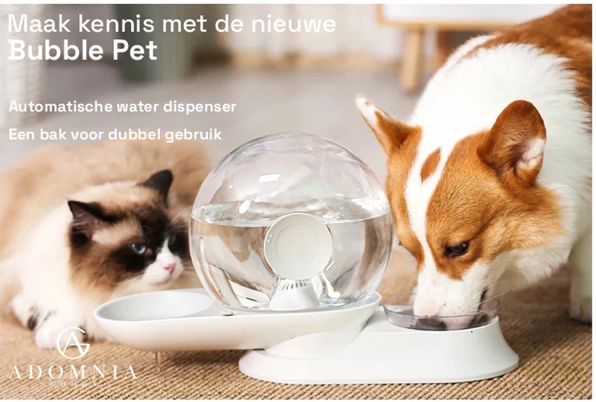AdomniaGoods - Automatische Katten Voerbak - Antislip Honden Voerbak - Unique Transparant/grijs Design - Altijd Hygiënisch Schoon Water! - Afbeelding 6