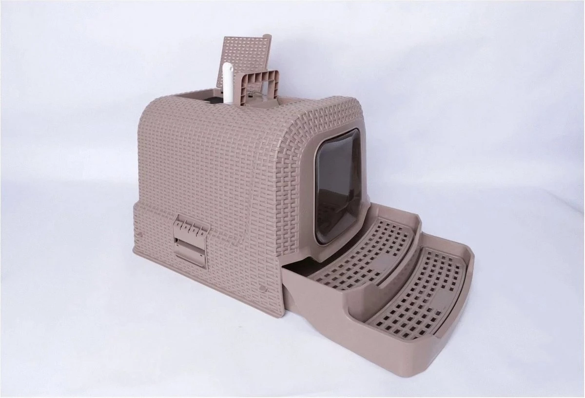 Adori Kattentoiltet Rattan Taupe - Kattenbakken - 69x42x41 Cm - Afbeelding 5