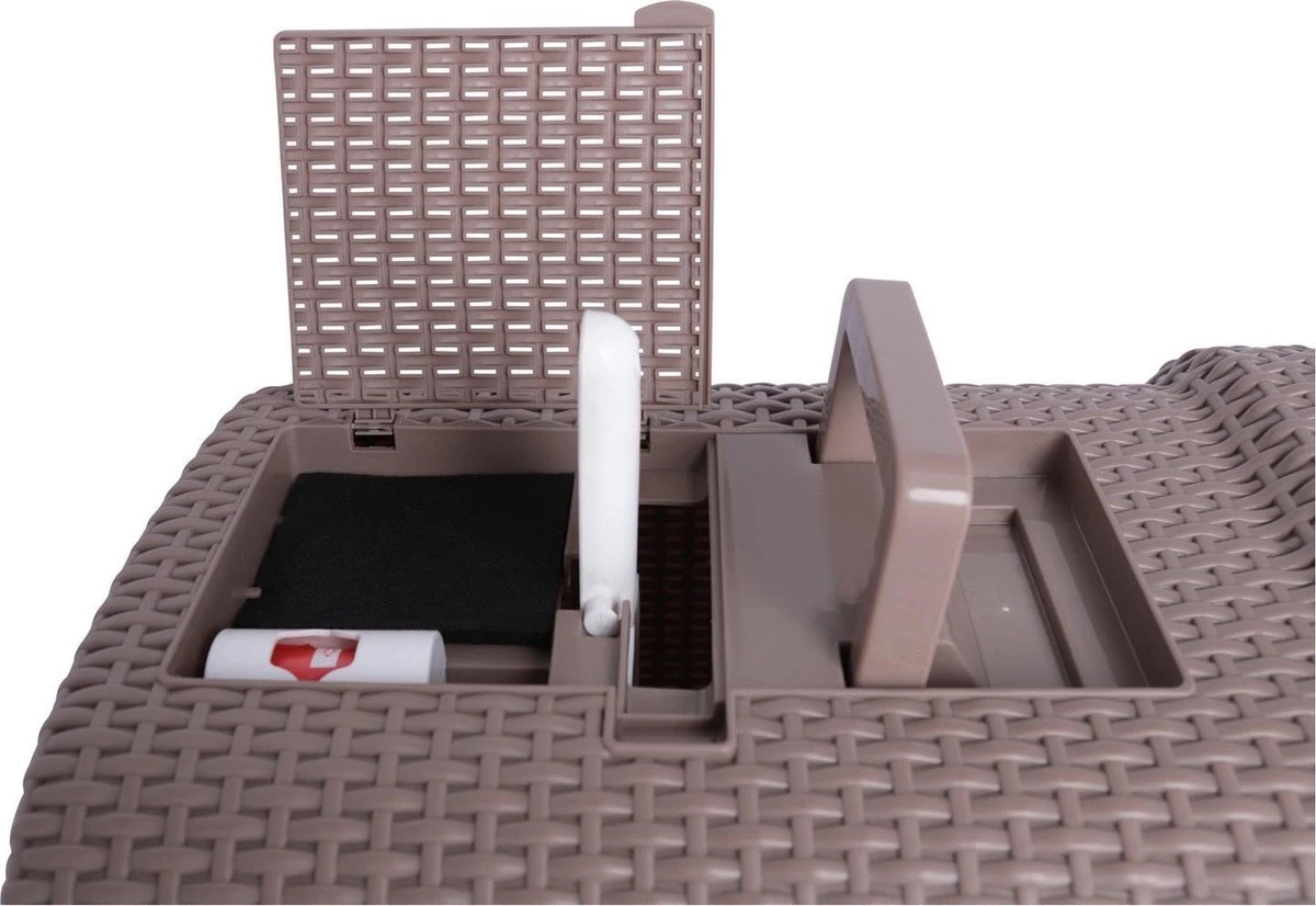 Adori Kattentoiltet Rattan Taupe - Kattenbakken - 69x42x41 Cm - Afbeelding 4