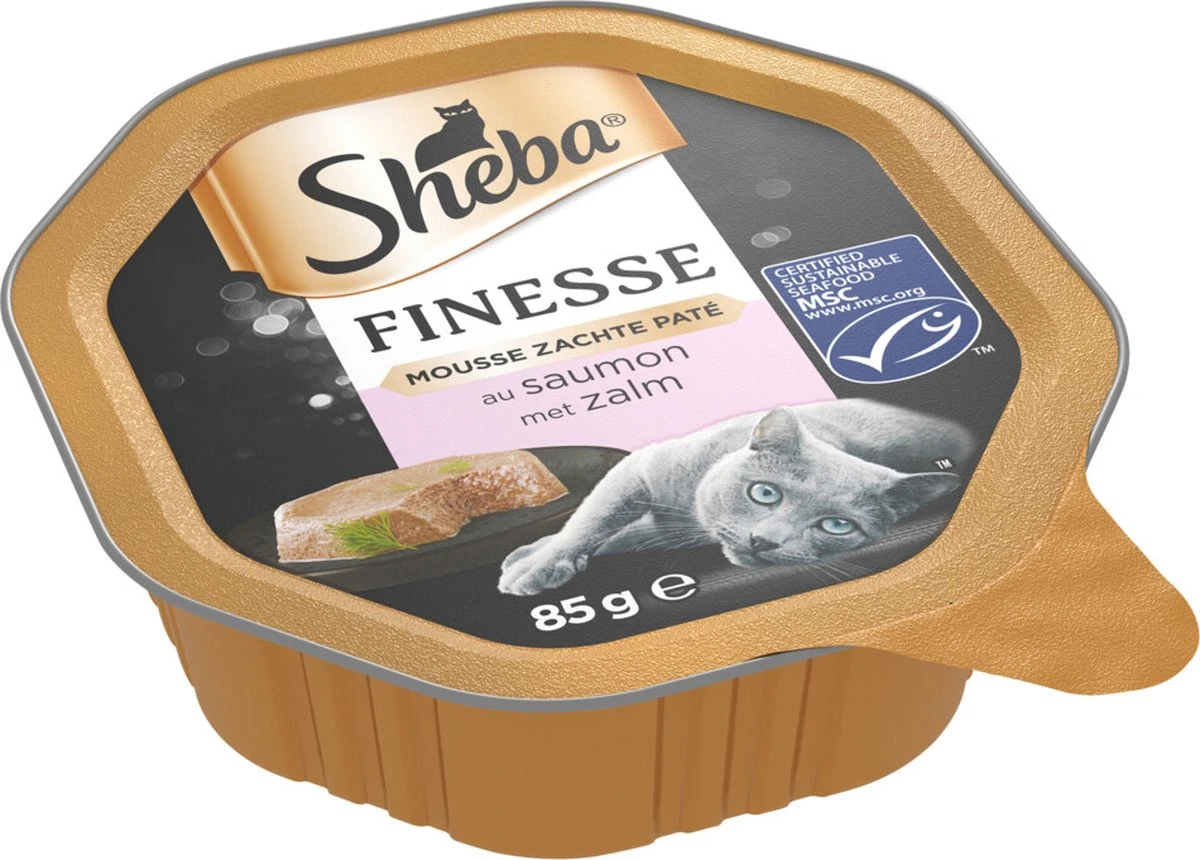 Sheba Finesse - Katten Natvoer - Mousse - Zalm - 22 X 85 Gr - Afbeelding 2